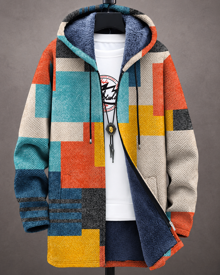 Riva™ | Gilet Colorato con Cappuccio e Stampa Geometrica