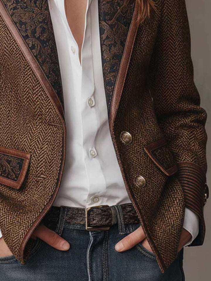Olivia – Blazer a chevron con dettagli a contrasto