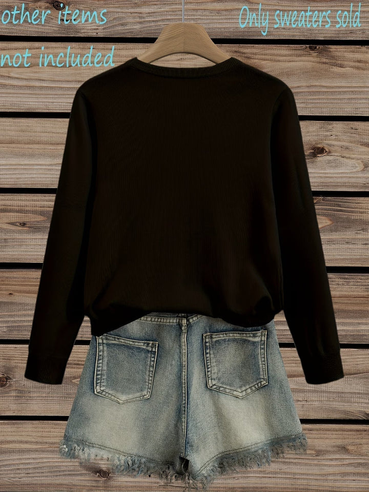 Maglione Donna con Stampa Floreale e Collo Rotondo