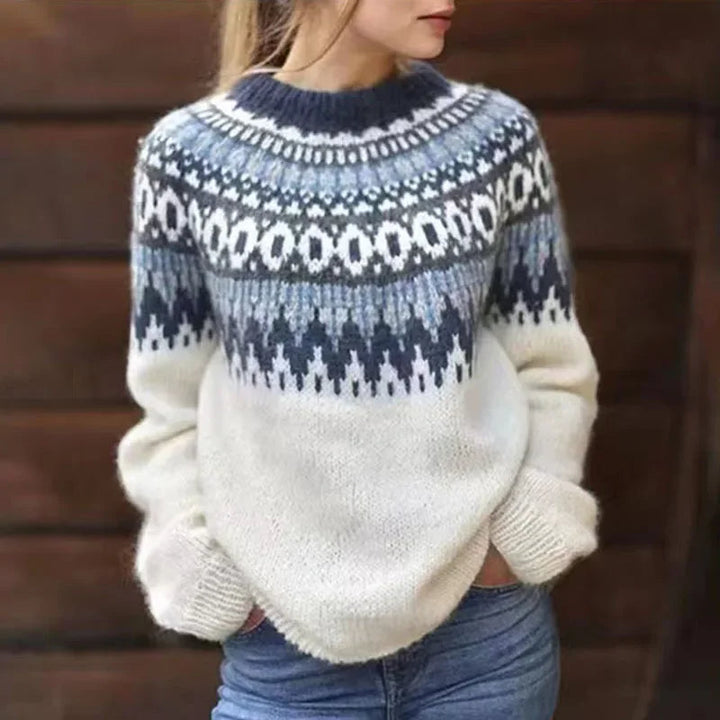 DELACROIX | Ecru Sweater with Navy Blue Insert - Pauline