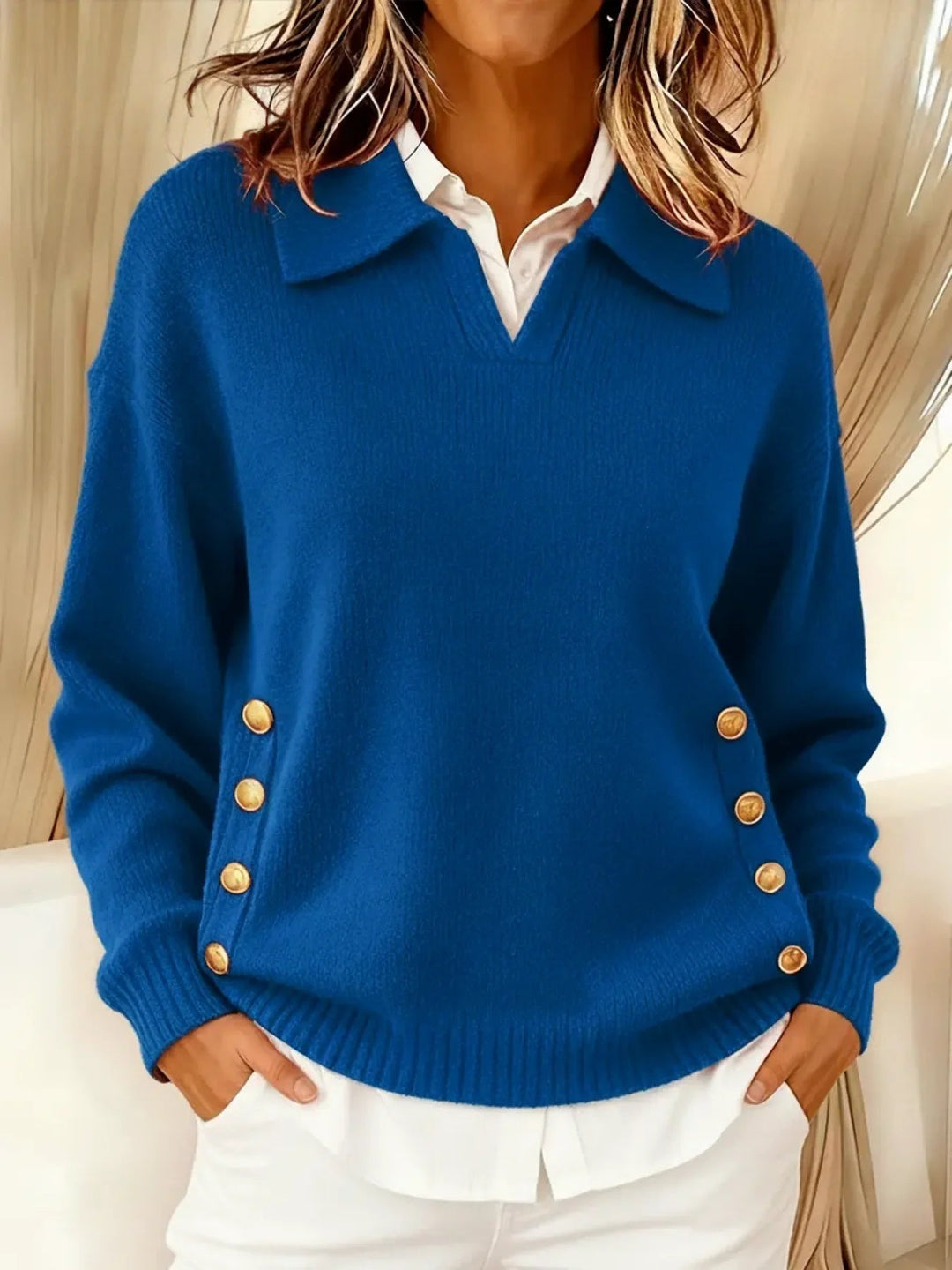 Vicenta | Maglione con Collo Polo e Bottoni