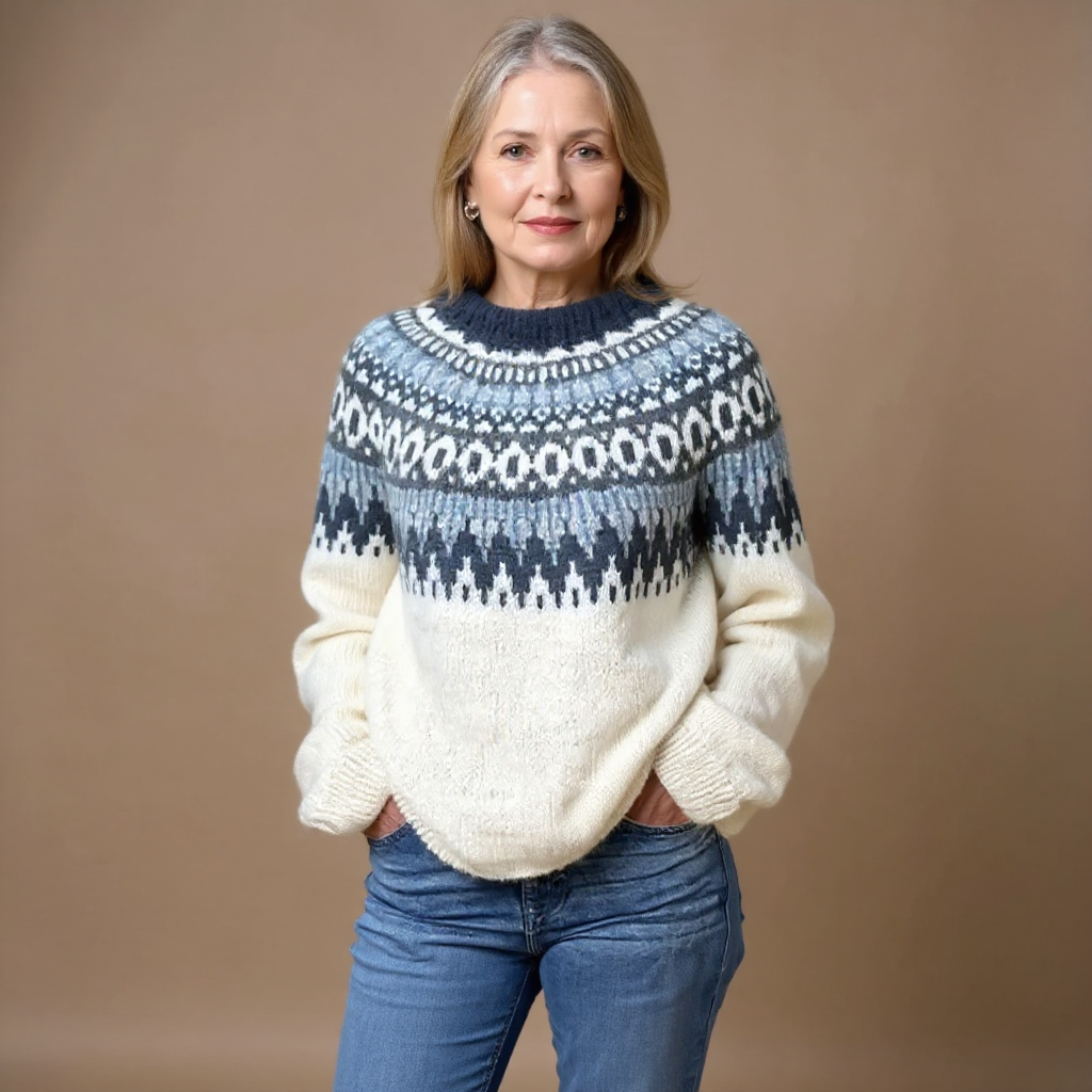 DELACROIX | Ecru Sweater with Navy Blue Insert - Pauline