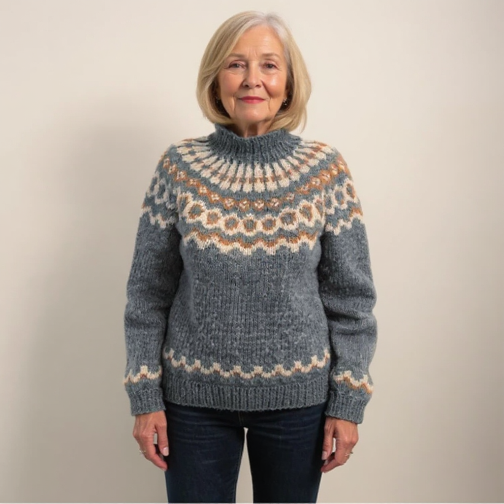 DELACROIX | Christine High Neck Jacquard Sweater
