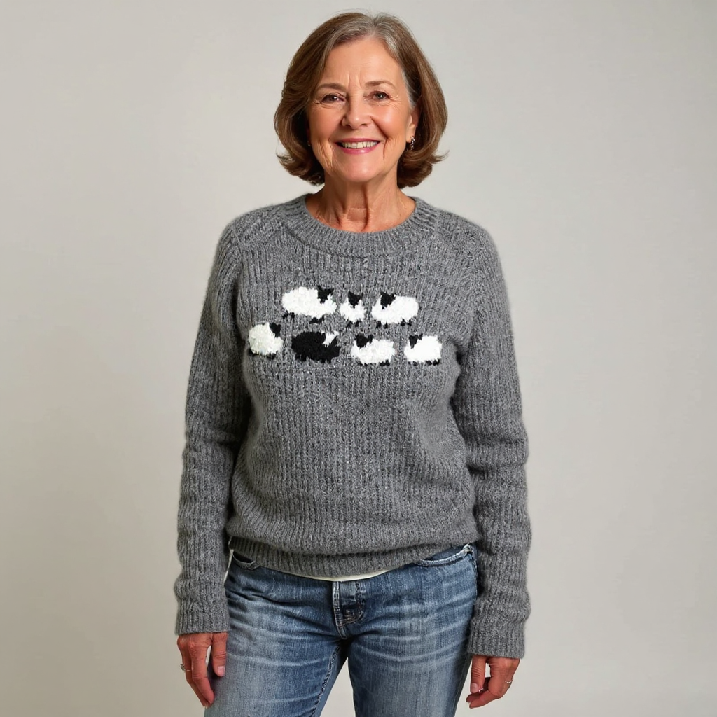 DELACROIX | Maglione in Maglia con Piccole Pecore Lucie