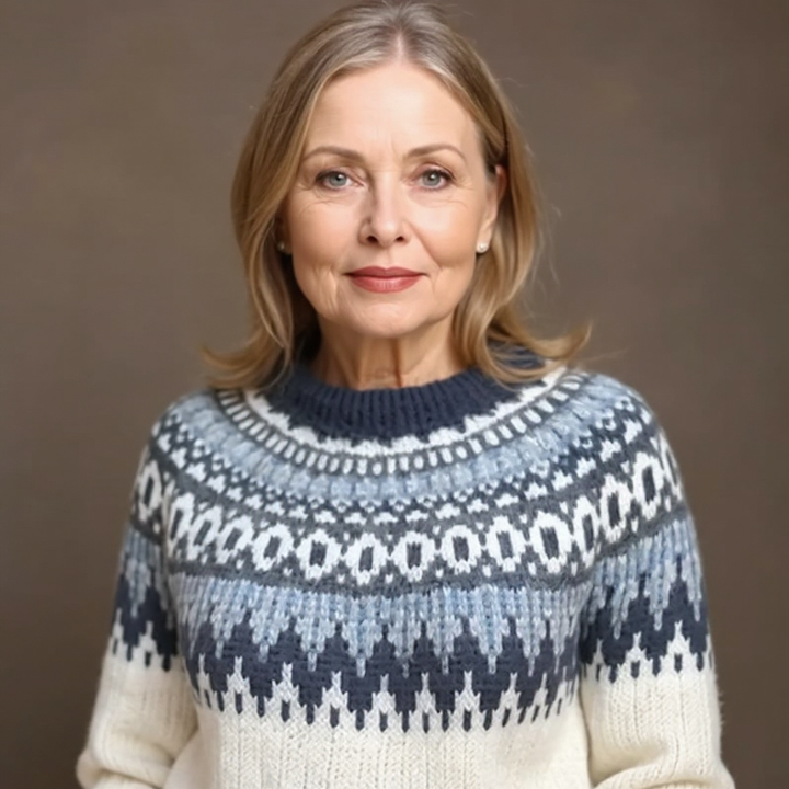 DELACROIX | Ecru Sweater with Navy Blue Insert - Pauline
