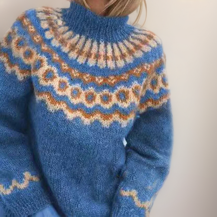 DELACROIX | Christine High Neck Jacquard Sweater