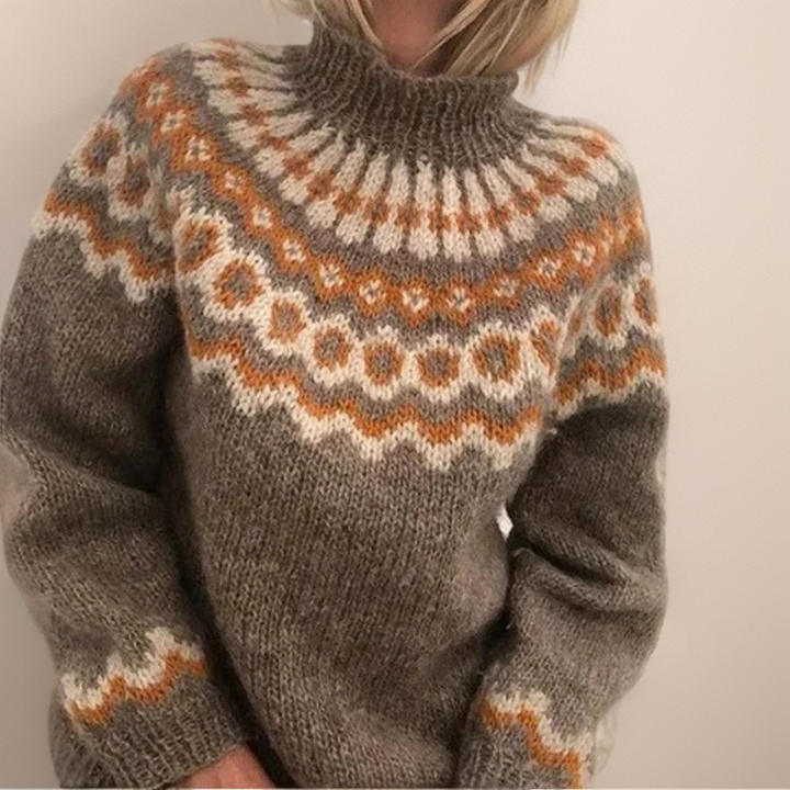 DELACROIX | Christine High Neck Jacquard Sweater