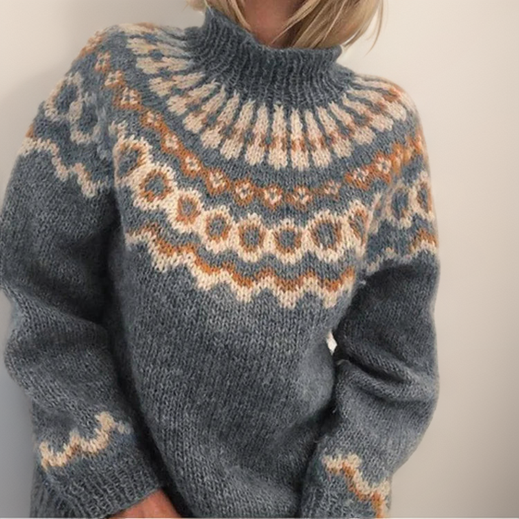 DELACROIX | Christine High Neck Jacquard Sweater