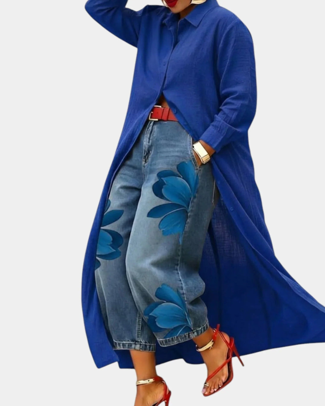 Céliane | Completo abito e pantaloni in denim ampio