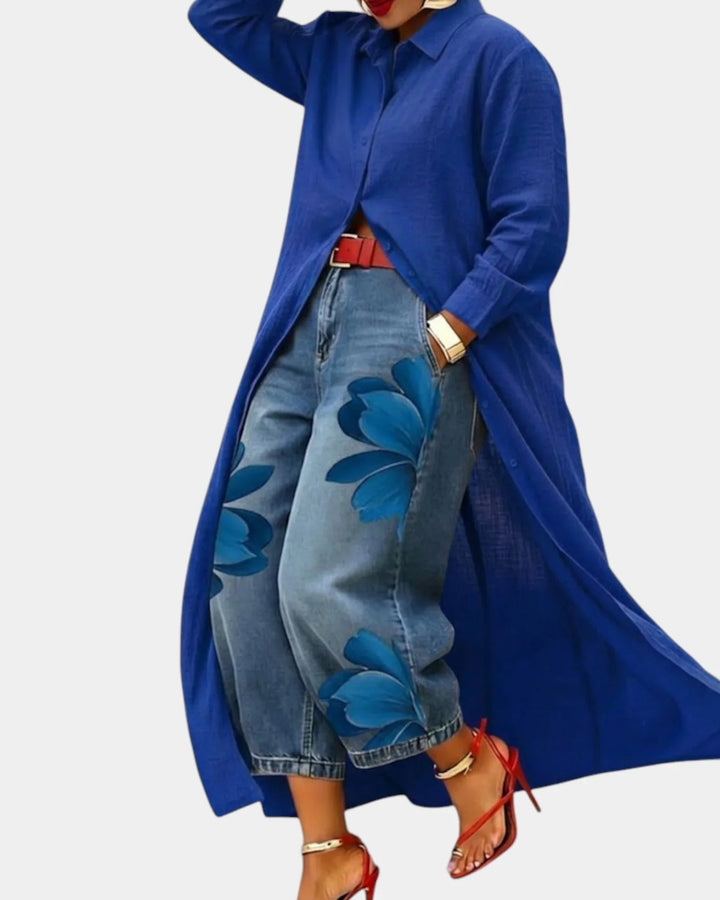 Céliane | Completo abito e pantaloni in denim ampio