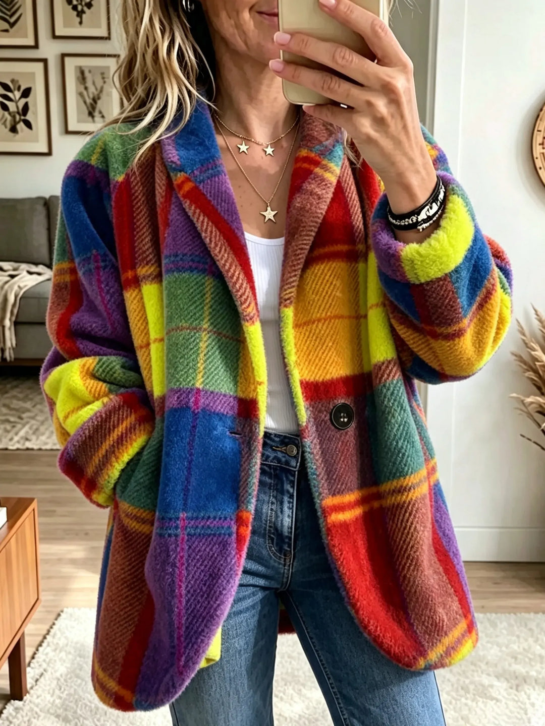 Claudette | Cappotto Arka a quadri multicolore