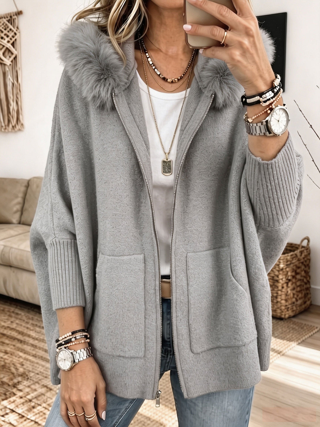 Élise | Giacca in maglia con cappuccio
