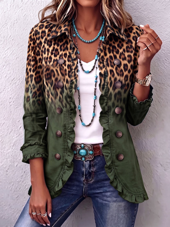 Beatrice – Blazer animalier con dettagli a volant