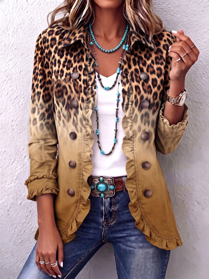 Beatrice – Blazer animalier con dettagli a volant