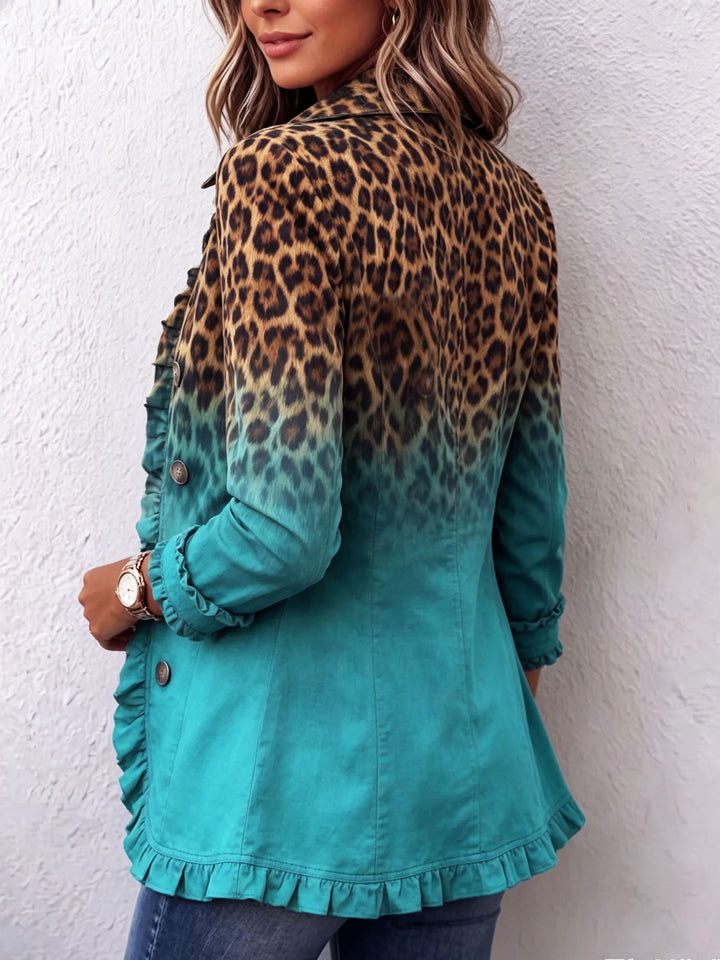 Beatrice – Blazer animalier con dettagli a volant