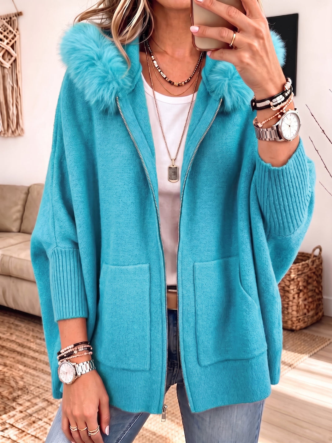 Élise | Giacca in maglia con cappuccio