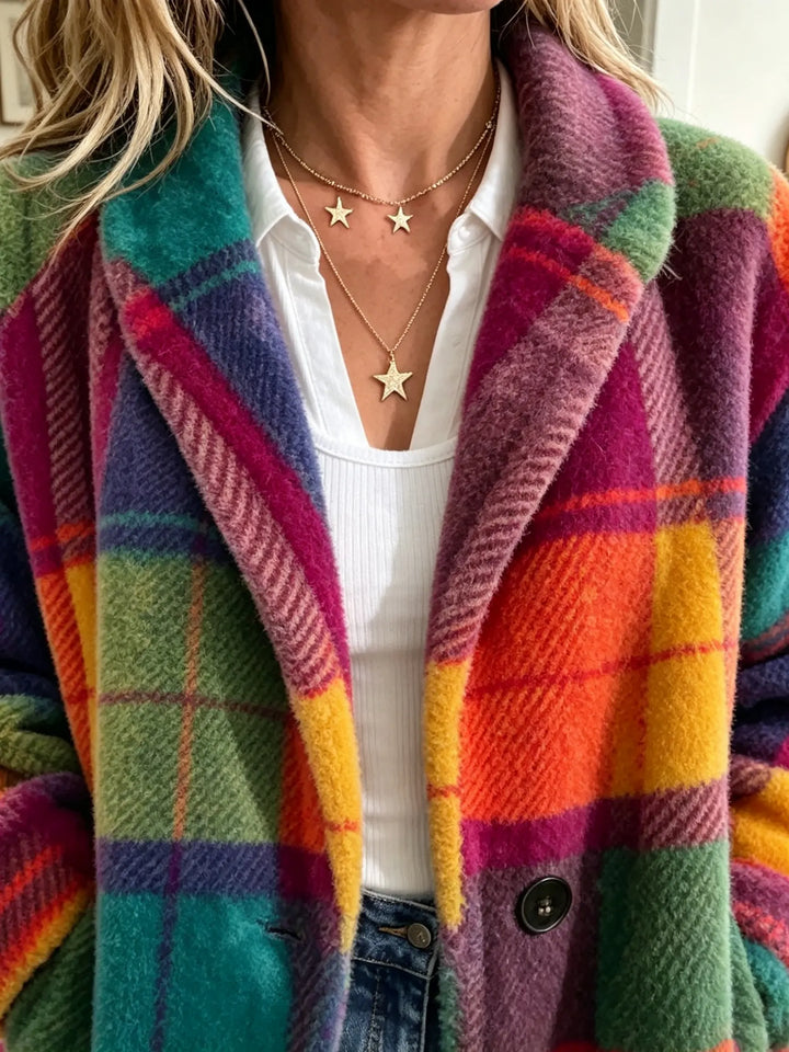 Claudette | Cappotto Arka a quadri multicolore