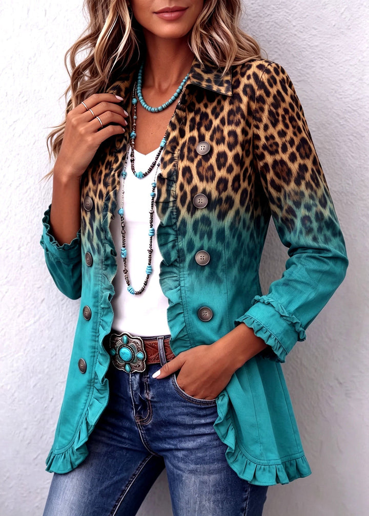 Beatrice – Blazer animalier con dettagli a volant