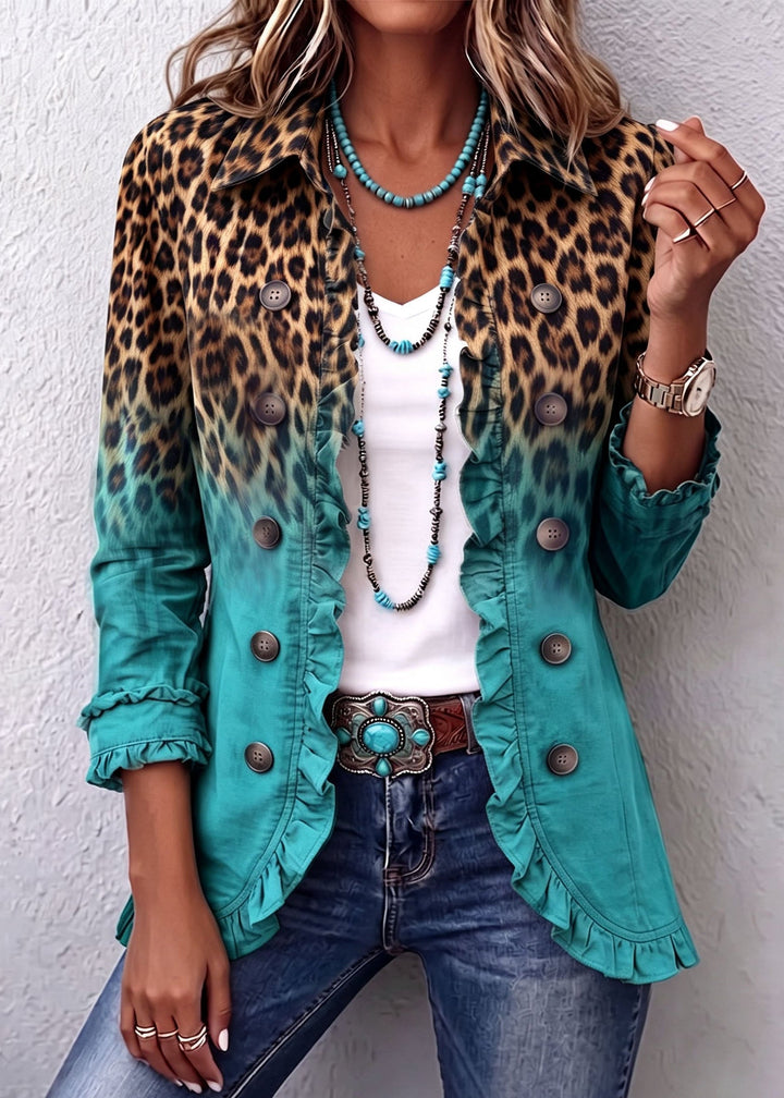 Beatrice – Blazer animalier con dettagli a volant