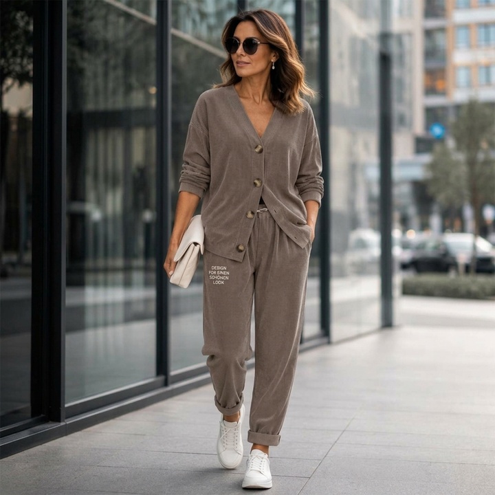 Completo femminile in morbido velluto con pantaloni