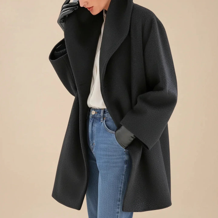 Giacca donna oversize a metà lunghezza con colletto ampio